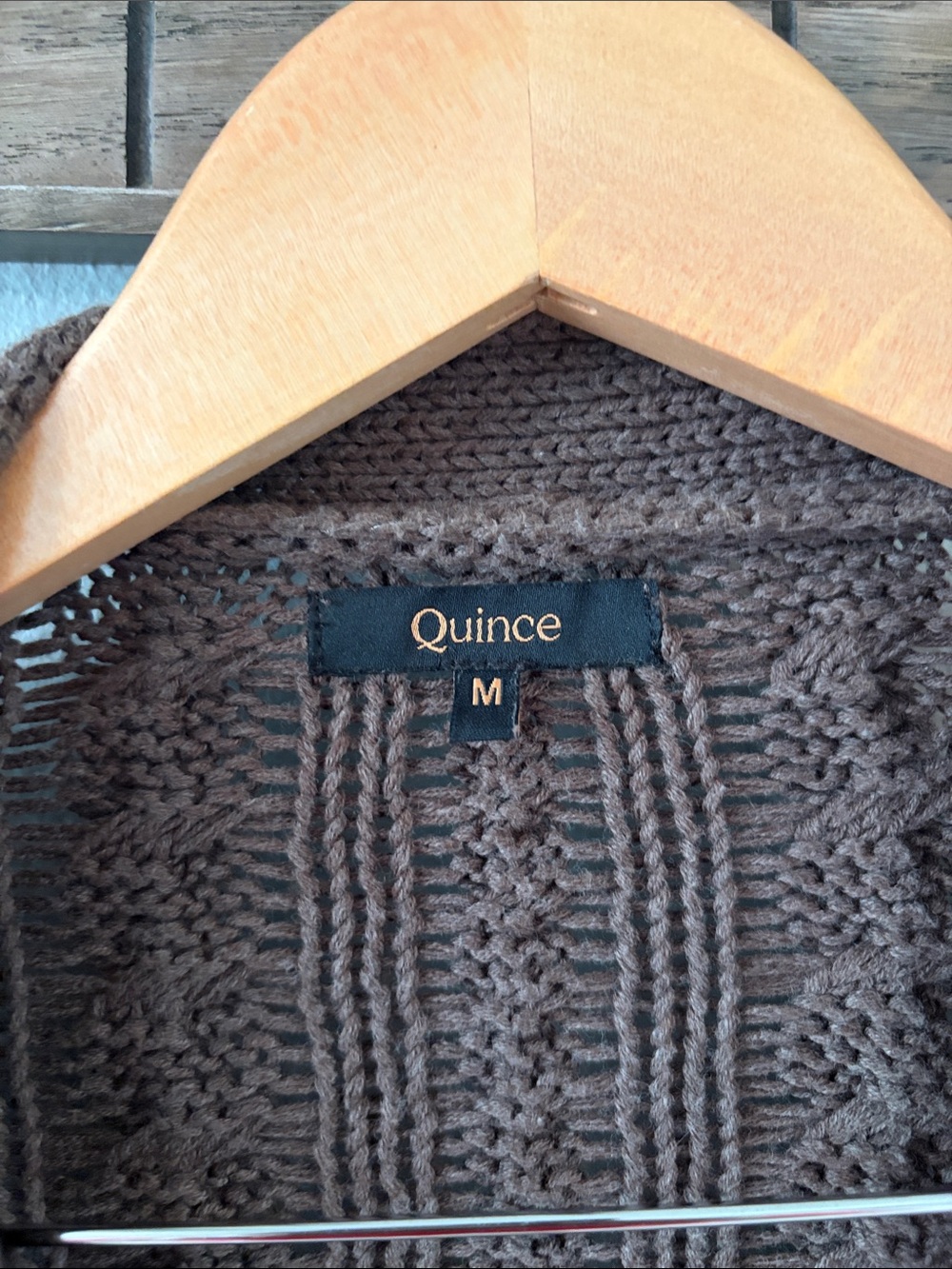 Quince Cable Knit Cardigan Sweater - Brown size M - Picture 3 of 5